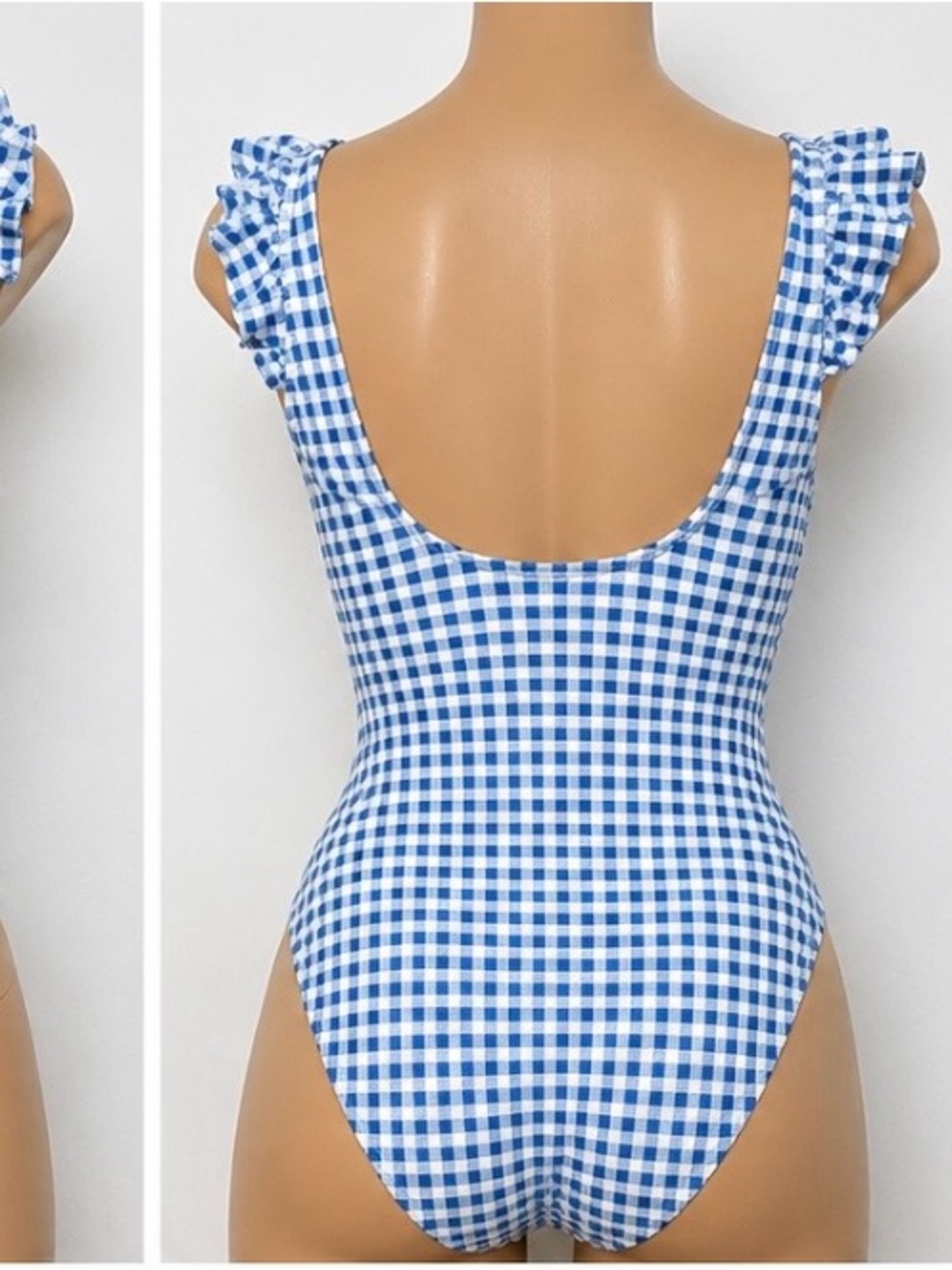 Ellen Tracy Blue & White Gingham One-Piece Swimsuit